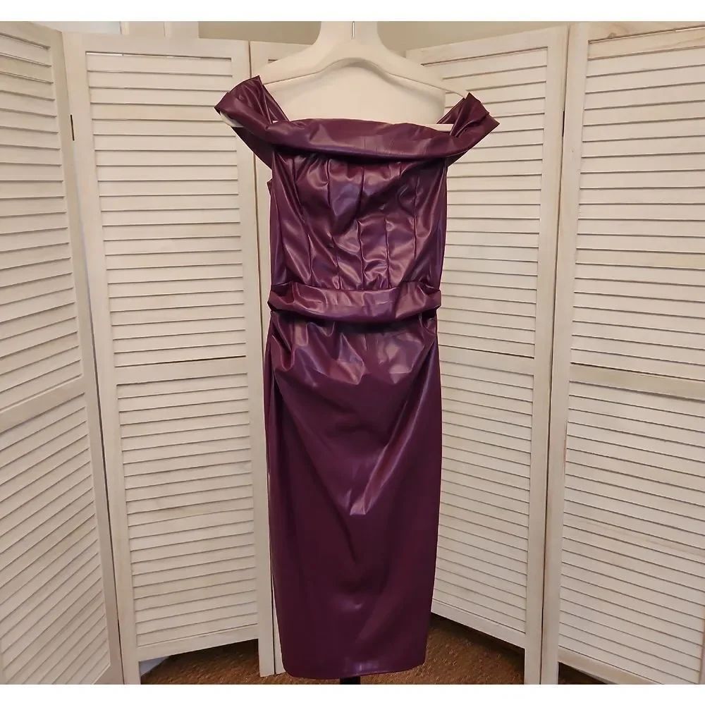Cherley Plum  Vegan Leather Dress Size S NWT